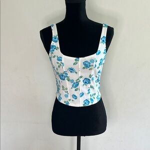 Altar'd State White and Blue Bustier Tank Top